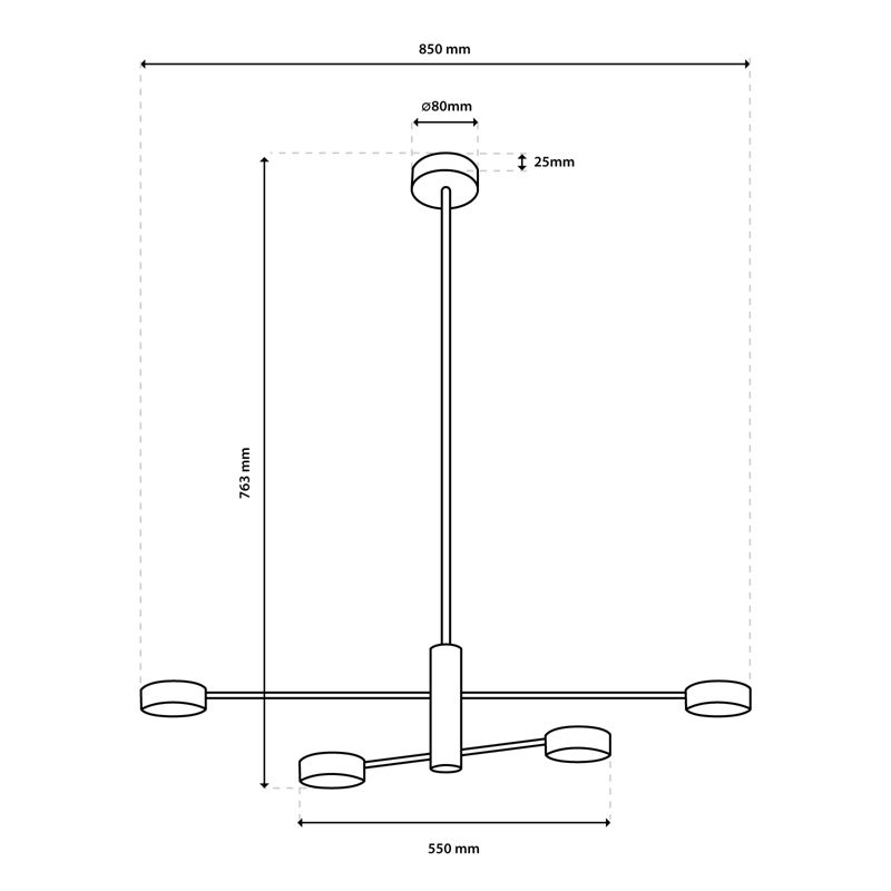 Lampa Sufitowa Lumiled Wisząca LED 4x GX53 Ścienna Czarna 1 szt.