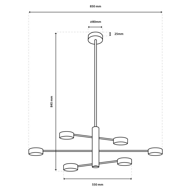 Lampa Sufitowa Lumiled Wisząca LED 6x GX53 Ścienna Czarna 1 szt.