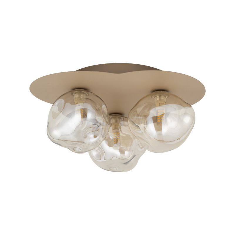 Lampa sufitowa na kole Tk Lighting Lava Sabia beżowa nieregularne klosze koniakowe 3Xg9 - 1szt.