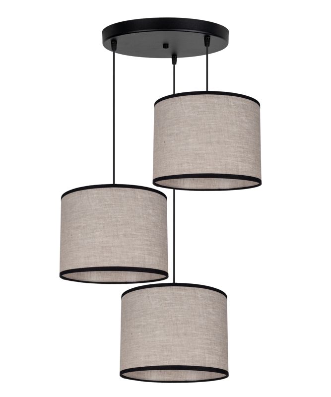 Lampa sufitowa NEXO HEXE tkanina 3 x 60W E27 beżowa H0519 1 szt.
