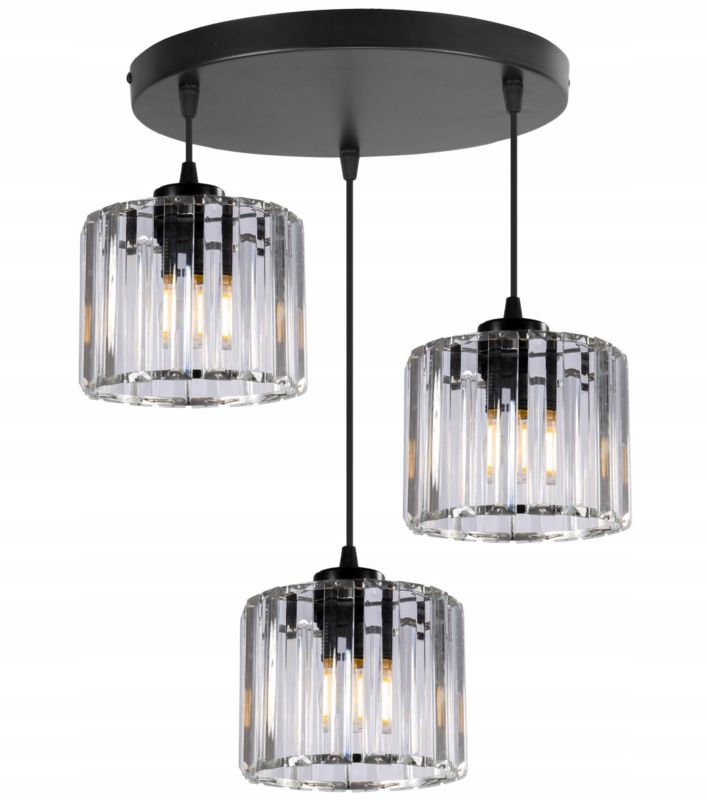 Lampa sufitowa okrągła Light Home LH Holdi 3x E27 60W klosz bezbarwne szkło 1szt.