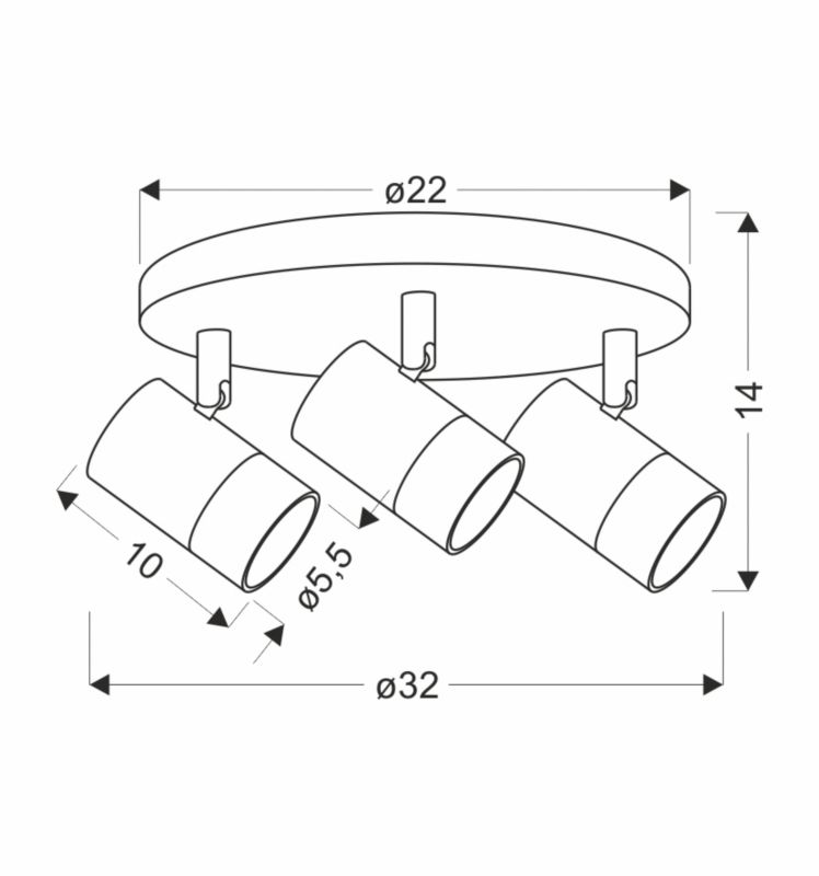 Lampa sufitowa okrągła podsufitka Candellux Tobi czarno-złota 3xGU10x15W IP20 wym:14x32x32cm - 1 szt.