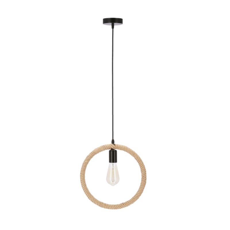 Lampa sufitowa okrągła ramka ze sznura Candellux Kolo czarno-beżowa 1xE27x40W IP20 wym:100x31x2,5cm - 1 szt.