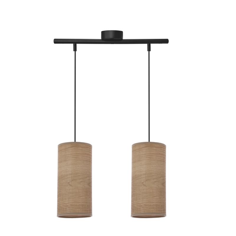 Lampa sufitowa orzechowe abażury Candellux Ballo czarna 2xE27x60W IP20 wym:130x45x12cm - 1 szt.