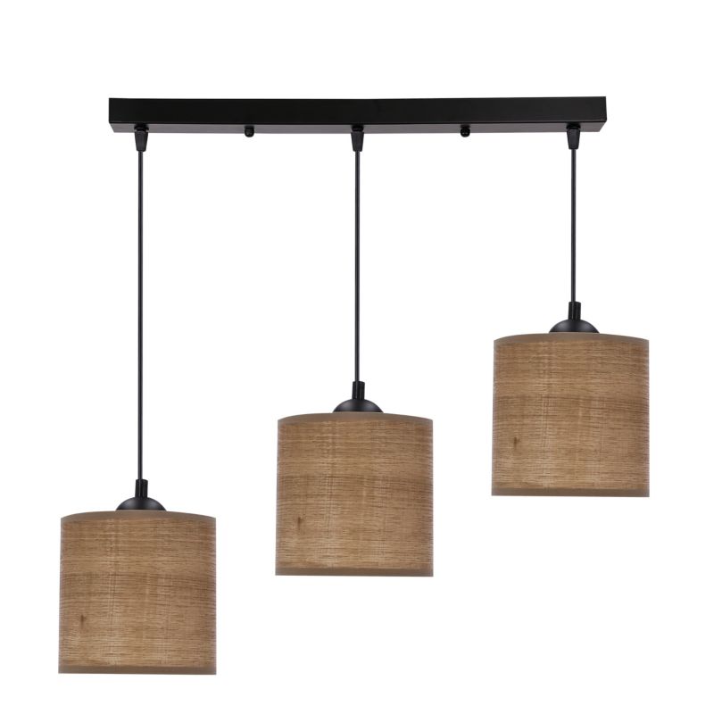 Lampa sufitowa orzechowe abażury Candellux Legno czarna 3xE27x40W IP20 wym:100x60x15cm - 1 szt.