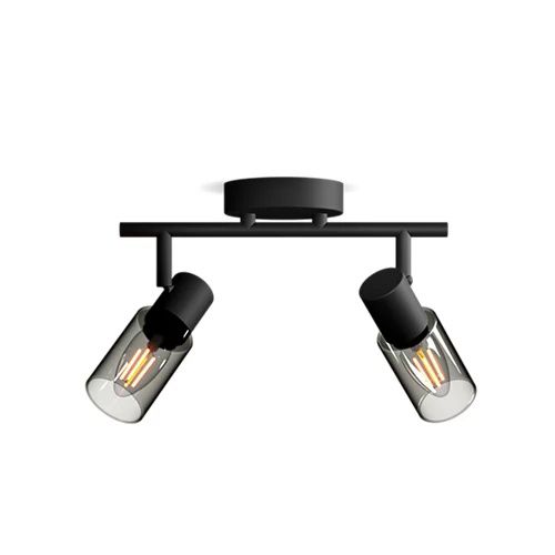 Lampa Sufitowa Palms Philips Reflektor Spot Spot 2x E14 Szkło Dymione Czarna 1 szt.