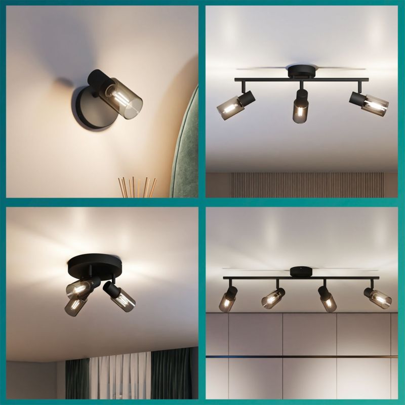 Lampa Sufitowa Palms Philips Reflektor Spot Spot 2x E14 Szkło Dymione Czarna 1 szt.