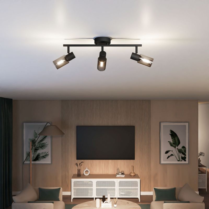 Palms Philips Stropní bodové svítidlo 3x E14 kouřové sklo černé 1 ks.