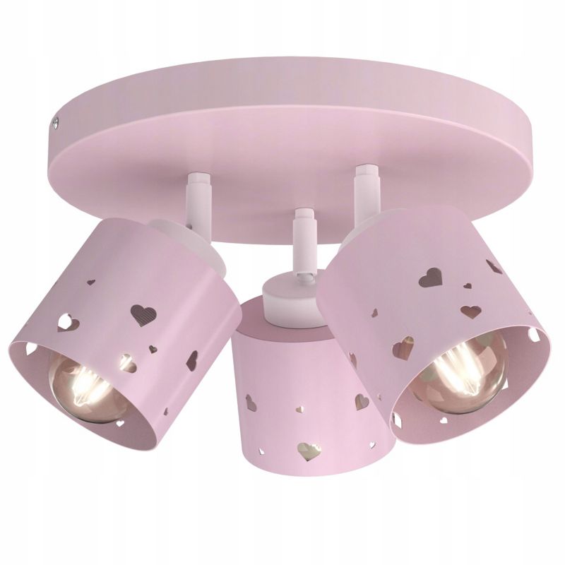 Lampa sufitowa plafon 3 różowy serduszka ewilight 1szt
