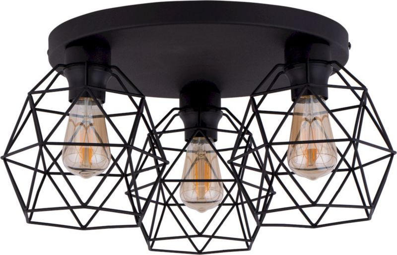 Lampa Sufitowa Plafon GALAXY TK Lighting czarna 3xE27 46x46 cm 1szt.