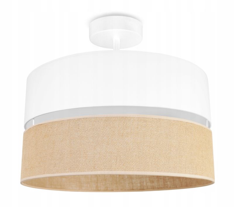 Lampa sufitowa plafon Light Home LH Juta 1x E27 60W abażur 40cm tkanina biały 1szt.