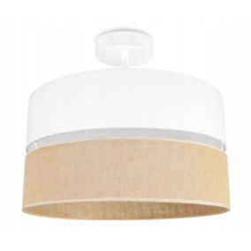 Lampa sufitowa plafon Light Home LH Juta 1x E27 60W abażur 40cm tkanina biały 1szt.