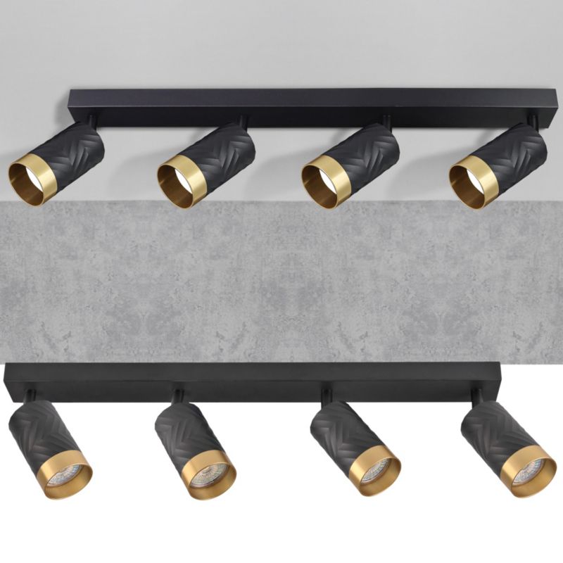 Lampa sufitowa Polux Arras  czarno-złota  4 x GU10 x 10W wym: 10 x 5,5 cm - 1 szt.