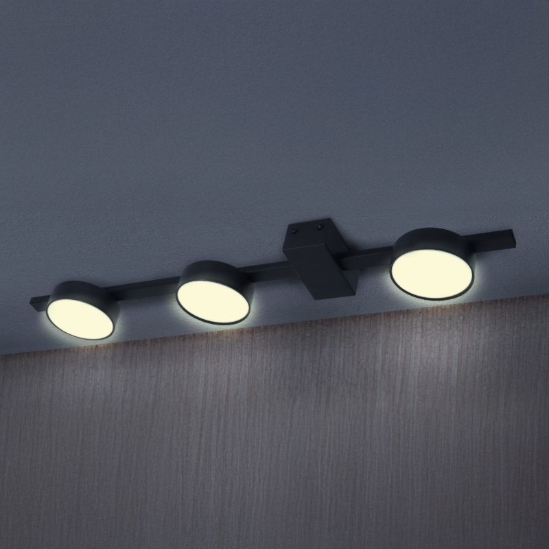 Lampa sufitowa Polux Joy czarna Listwa z lampami 3 x GX53 x 10W wym: 3,5 x 61,3 x 9 cm - 1 szt.