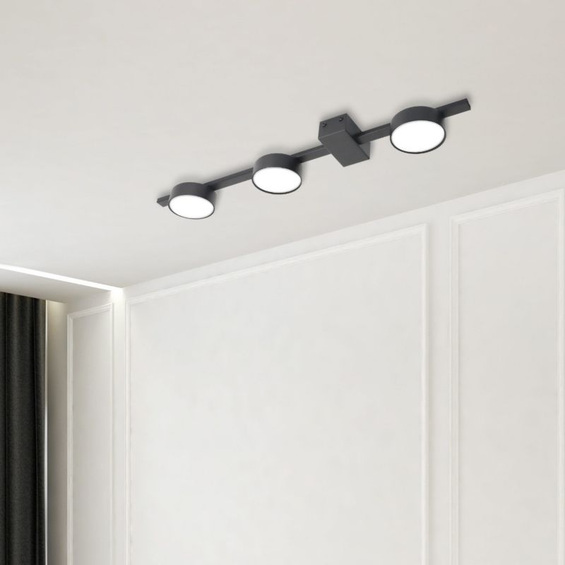 Lampa sufitowa Polux Joy czarna Listwa z lampami 3 x GX53 x 10W wym: 3,5 x 61,3 x 9 cm - 1 szt.