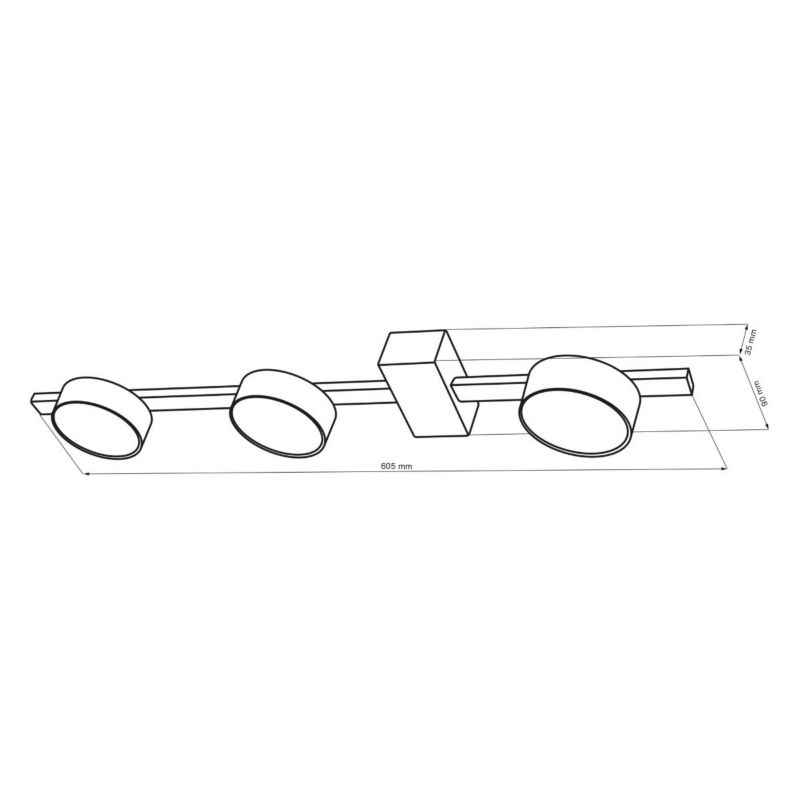 Lampa sufitowa Polux Joy czarna Listwa z lampami 3 x GX53 x 10W wym: 3,5 x 61,3 x 9 cm - 1 szt.