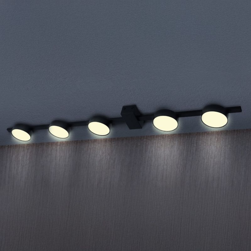 Lampa sufitowa Polux Joy czarna Listwa z lampami 5 x GX53 x 10W wym: 3,5 x 99,3 x 9 cm - 1 szt.
