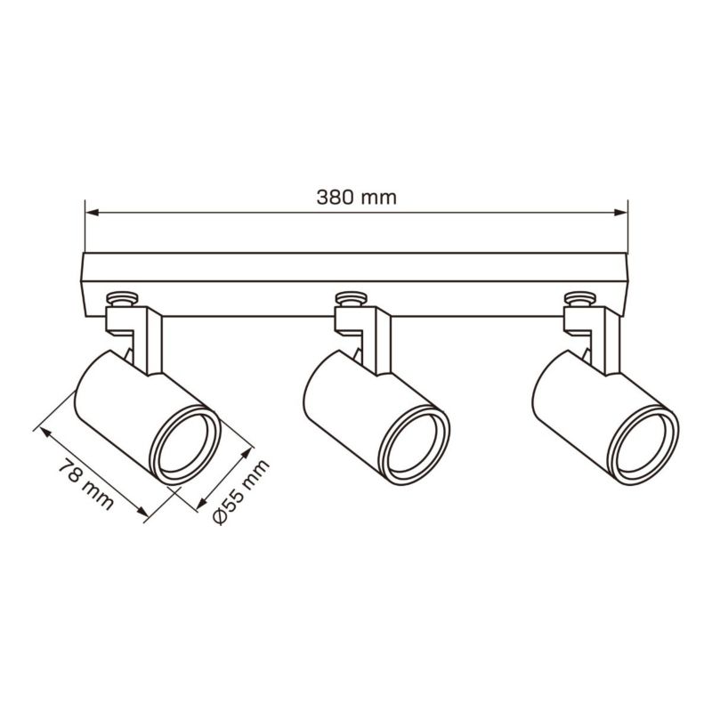 Lampa sufitowa Polux Lynx biała  3 x GU10 x 10W wym: 12,3 x 38 x 5,5 cm - 1 szt.