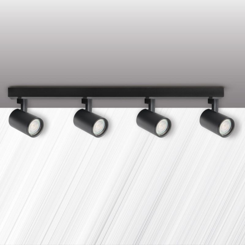 Lampa sufitowa Polux Lynx czarna  4 x GU10 x 10W wym: 12,3 x 59 x 5,5 cm - 1 szt.