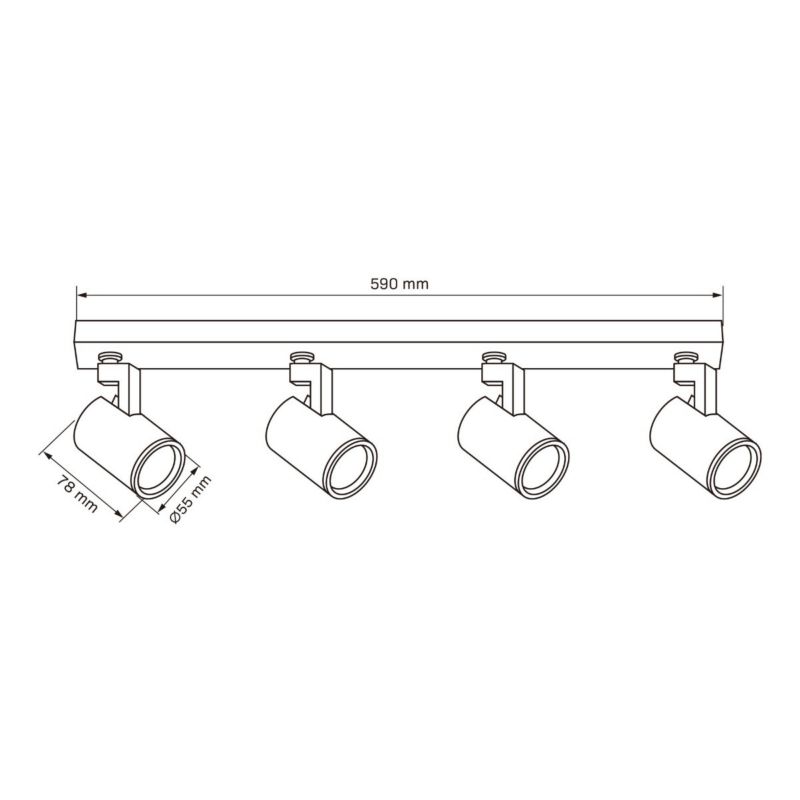 Lampa sufitowa Polux Lynx czarna  4 x GU10 x 10W wym: 12,3 x 59 x 5,5 cm - 1 szt.