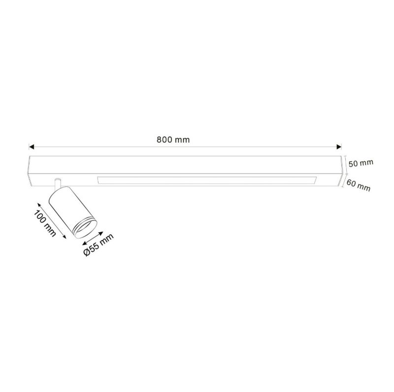 Lampa sufitowa Polux Paris czarna Listwa z lampami 2 x GU10 + LED zintegrowany x 24W wym: 19 x 80 x 6 cm - 1 szt.