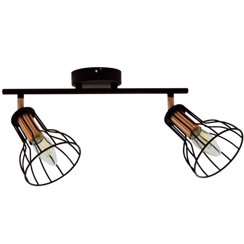 Lampa sufitowa Polux Sofia czarna-miedź  2 x E14 x 8W wym: 17,5 x 49,5 x 11,2 cm - 1 szt.
