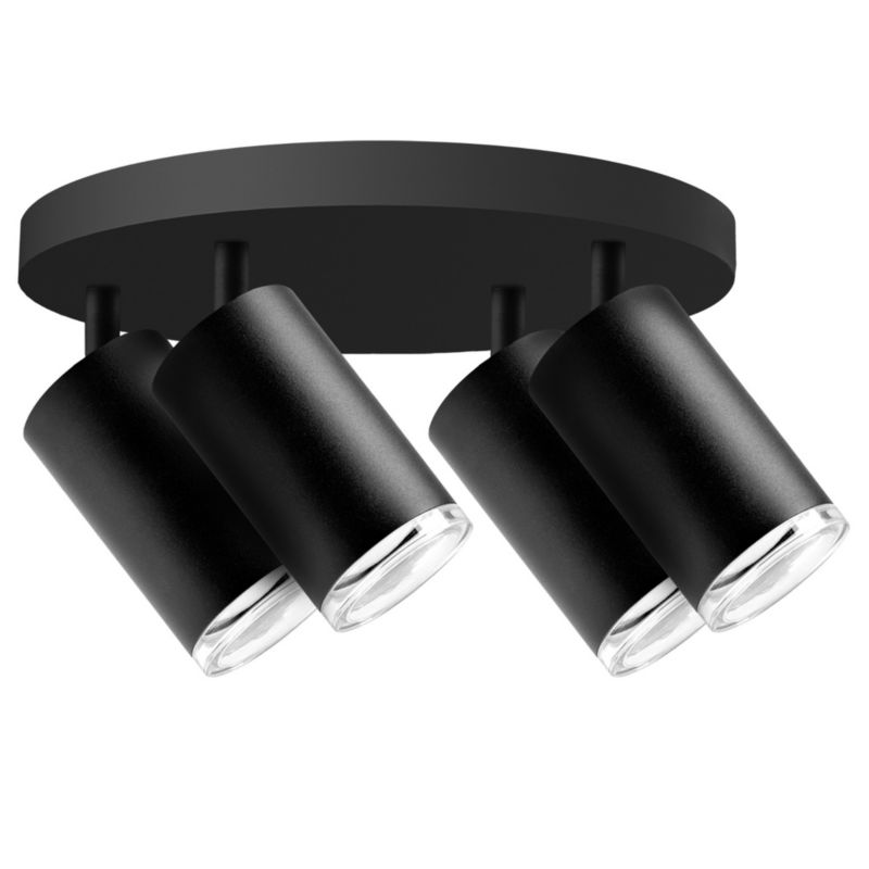 Lampa sufitowa Polux Turyn 4733 czarno-przezroczysty reflektorki 4xGU10 x 10W 1 szt.