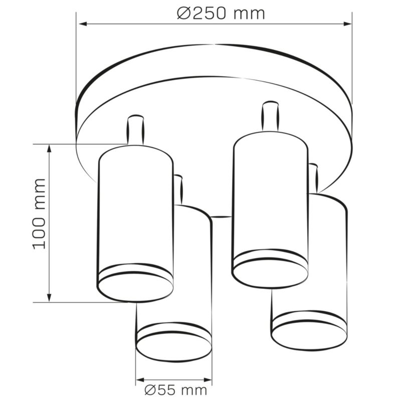 Lampa sufitowa Polux Turyn 4733 czarno-przezroczysty reflektorki 4xGU10 x 10W 1 szt.