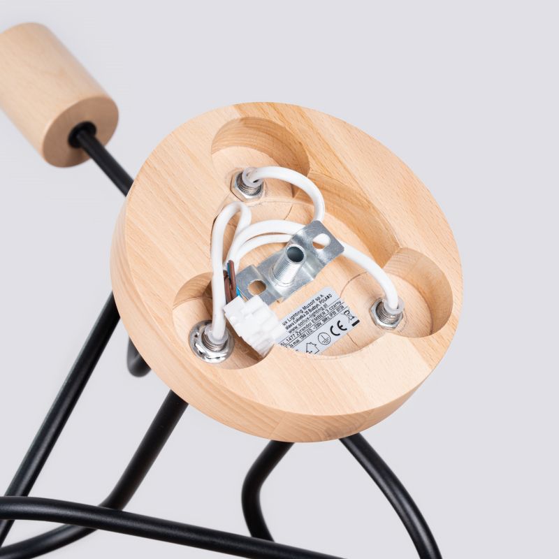 Lampa sufitowa  Pure Lume BRAZZA czarna-naturalne drewno 3xE27x15W IP20 wym:26x14x56cm - 1 szt.