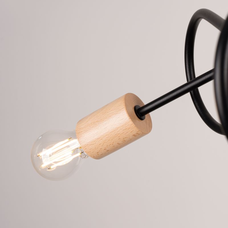 Lampa sufitowa  Pure Lume BRAZZA czarna-naturalne drewno 3xE27x15W IP20 wym:26x14x56cm - 1 szt.