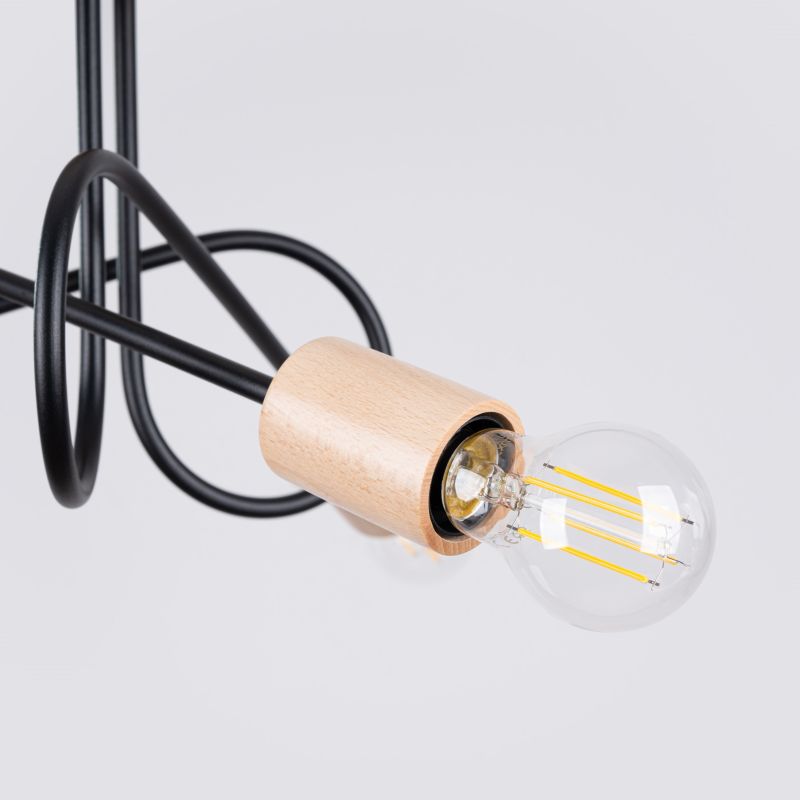 Lampa sufitowa  Pure Lume BRAZZA czarna-naturalne drewno 3xE27x15W IP20 wym:26x14x56cm - 1 szt.