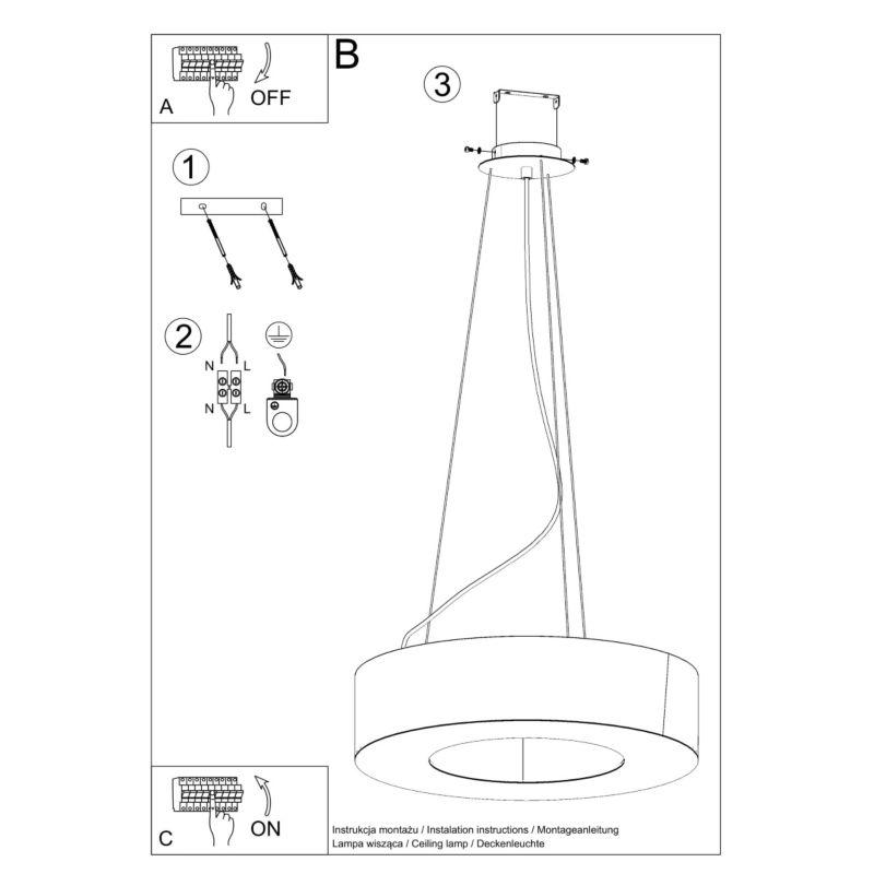 Lampa sufitowa  Pure Lume JOVIAN czarna 5xE27x15W IP20 wym:112x50x50cm - 1 szt.