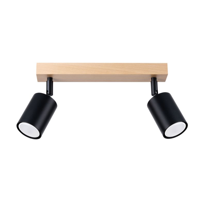 Lampa sufitowa  Pure Lume JUNGLO czarna-drewno 2xGU10x10W IP20 wym:17,5x30x46cm - 1 szt.