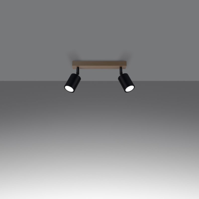 Lampa sufitowa  Pure Lume JUNGLO czarna-drewno 2xGU10x10W IP20 wym:17,5x30x46cm - 1 szt.