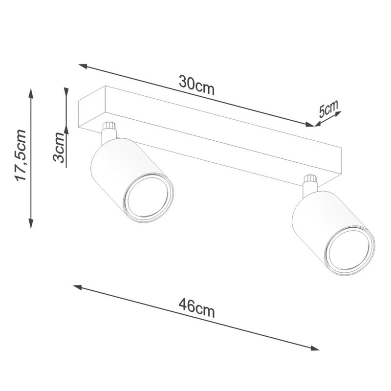 Lampa sufitowa  Pure Lume JUNGLO czarna-drewno 2xGU10x10W IP20 wym:17,5x30x46cm - 1 szt.