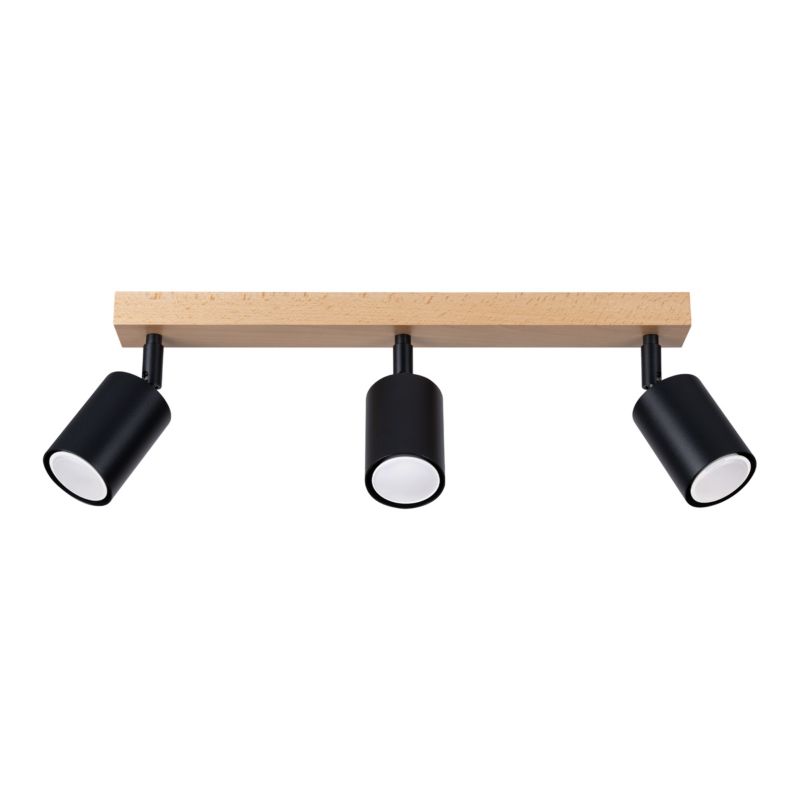 Lampa sufitowa  Pure Lume JUNGLO czarna-drewno 3xGU10x10W IP20 wym:17,5x45x61cm - 1 szt.