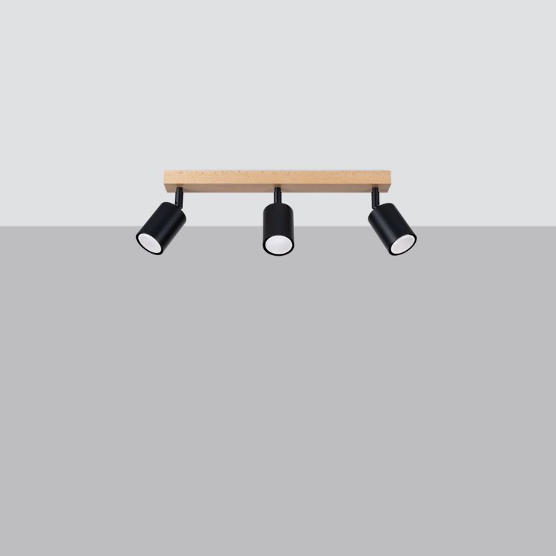 Lampa sufitowa  Pure Lume JUNGLO czarna-drewno 3xGU10x10W IP20 wym:17,5x45x61cm - 1 szt.