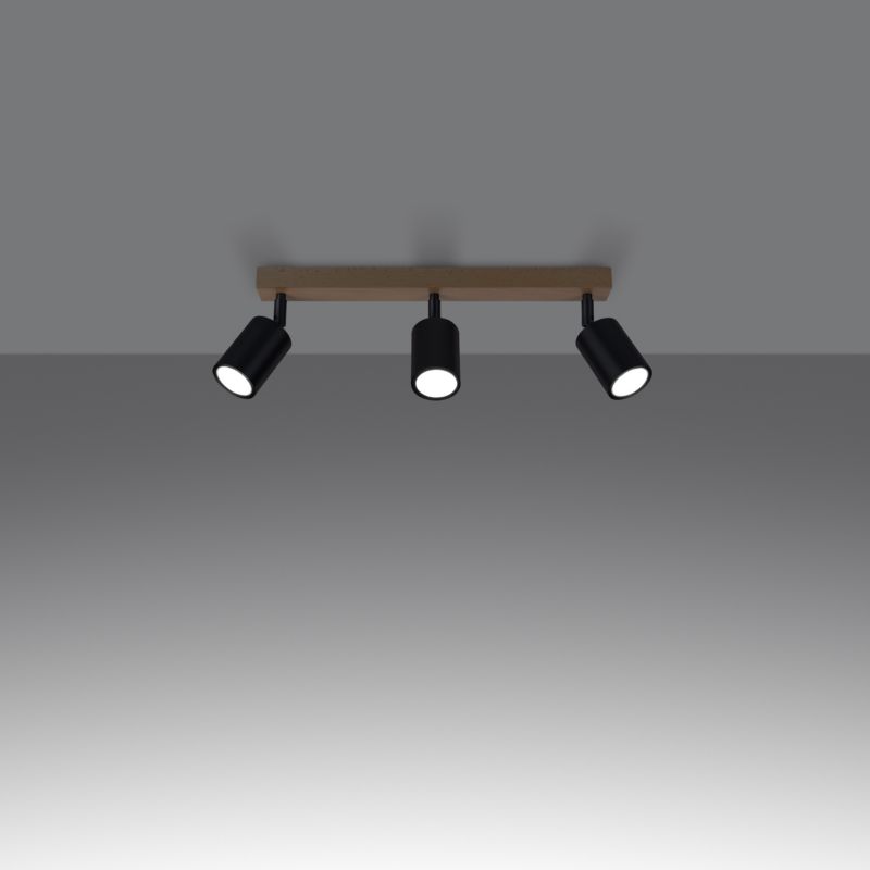 Lampa sufitowa  Pure Lume JUNGLO czarna-drewno 3xGU10x10W IP20 wym:17,5x45x61cm - 1 szt.