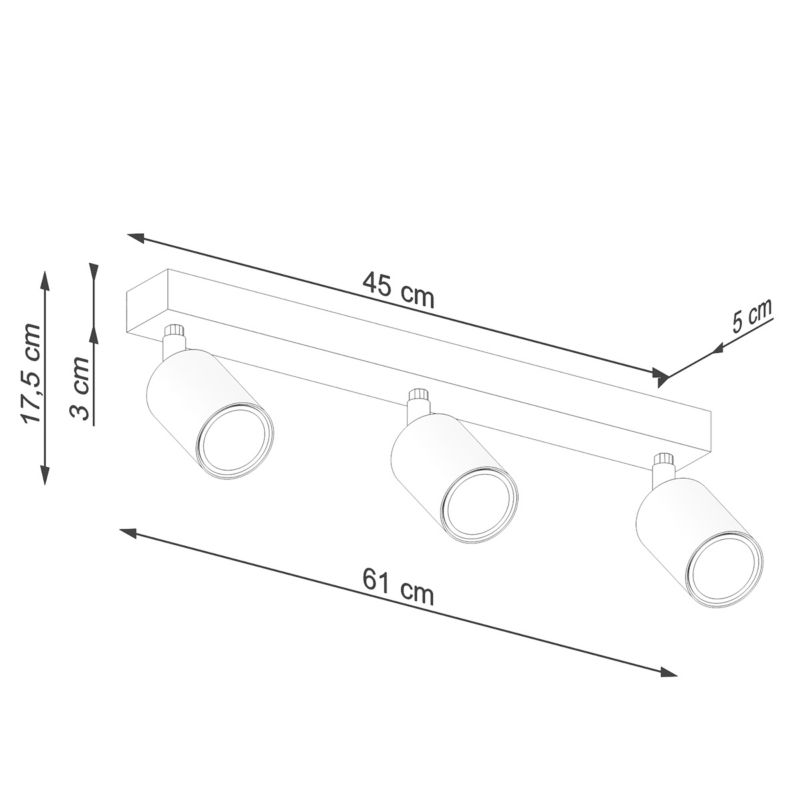 Lampa sufitowa  Pure Lume JUNGLO czarna-drewno 3xGU10x10W IP20 wym:17,5x45x61cm - 1 szt.