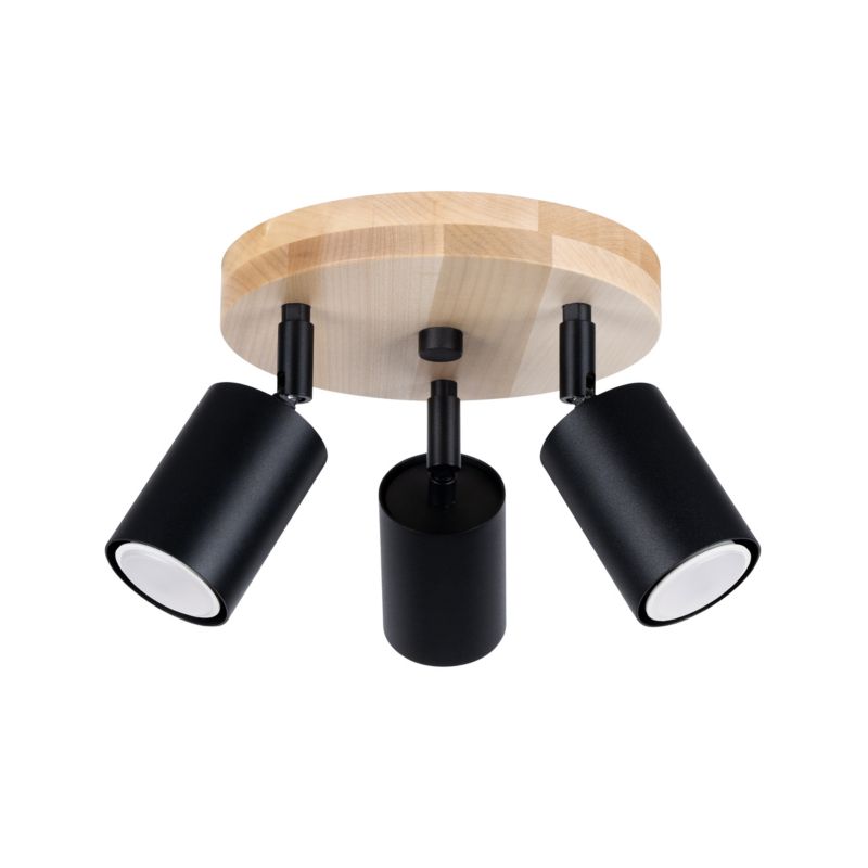 Lampa sufitowa  Pure Lume JUNGLO czarna-drewno 3xGU10x10W IP20 wym:17x33x33cm - 1 szt.