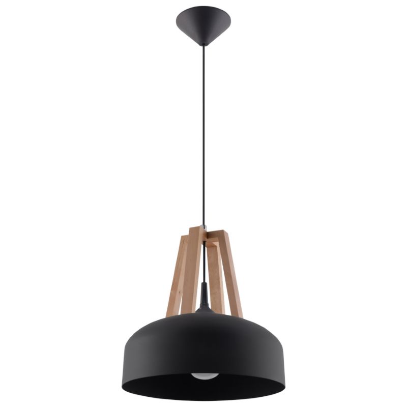 Lampa sufitowa  Pure Lume KUPOLA czarna-jasne drewno 1xE27x60W IP20 wym:100x30x30cm - 1 szt.