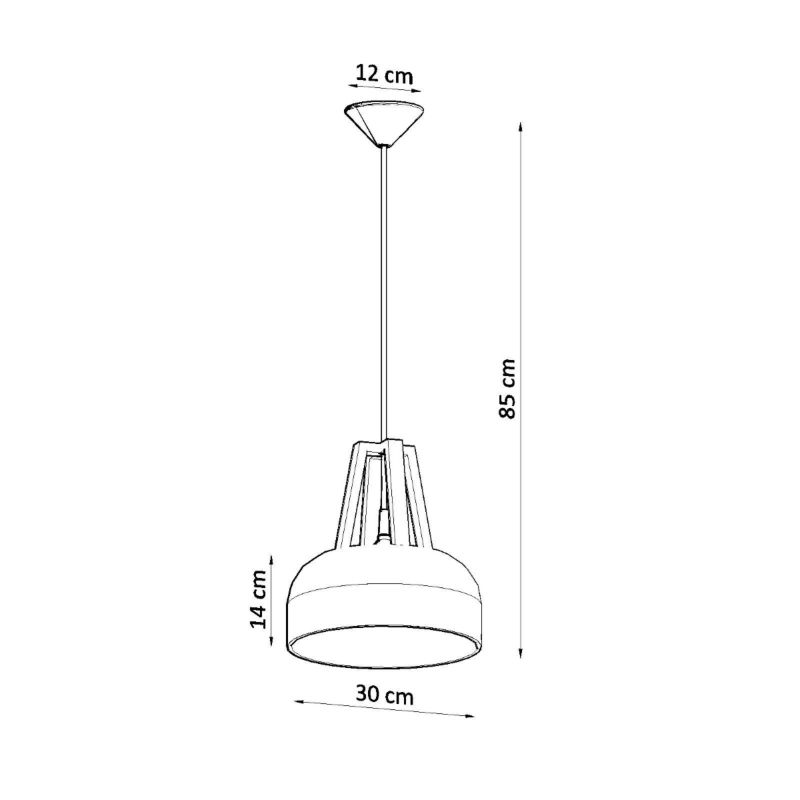 Lampa sufitowa  Pure Lume KUPOLA czarna-jasne drewno 1xE27x60W IP20 wym:100x30x30cm - 1 szt.