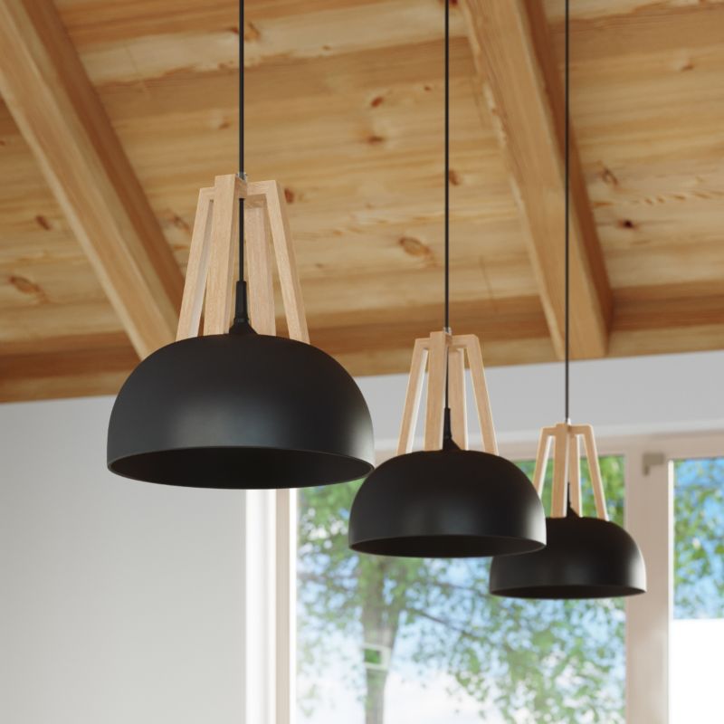 Lampa sufitowa  Pure Lume KUPOLA czarna-jasne drewno 1xE27x60W IP20 wym:100x30x30cm - 1 szt.