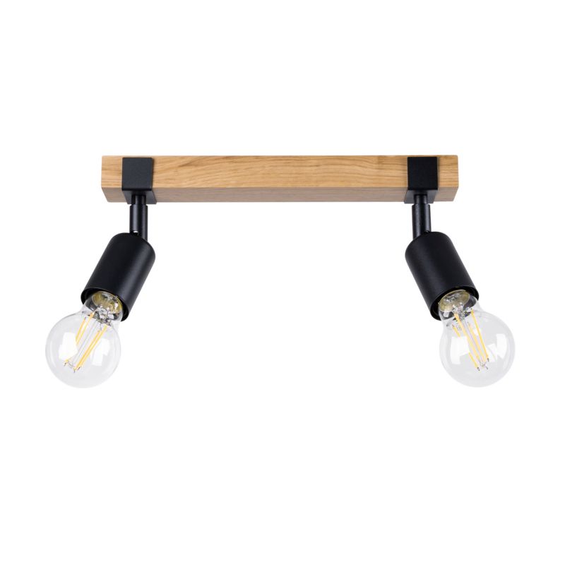Lampa sufitowa  Pure Lume LIMERO czarna-drewno 2xE27x15W IP20 wym:14x15x38cm - 1 szt.