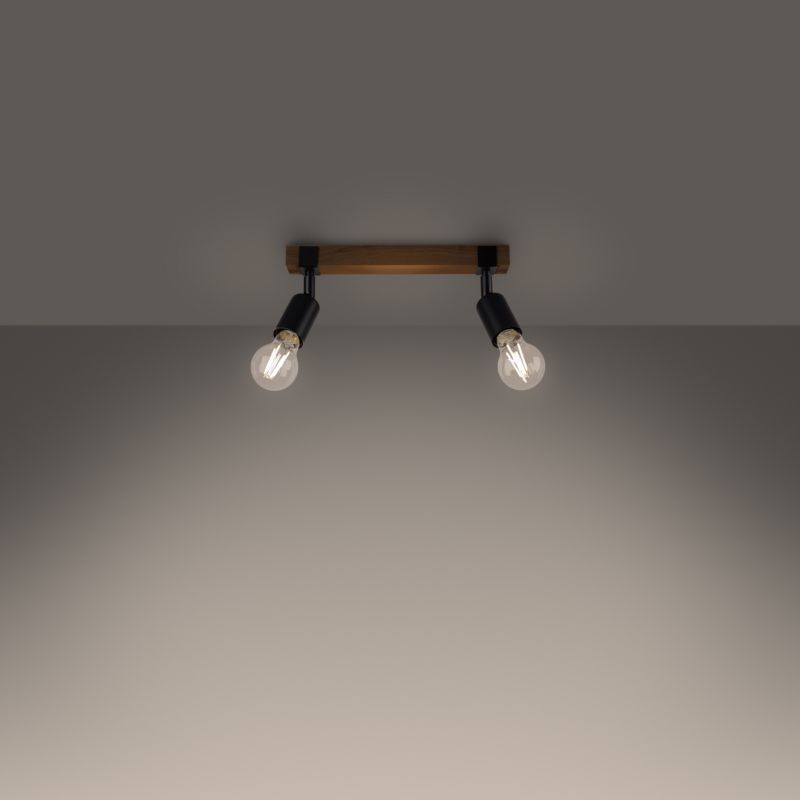 Lampa sufitowa  Pure Lume LIMERO czarna-drewno 2xE27x15W IP20 wym:14x15x38cm - 1 szt.