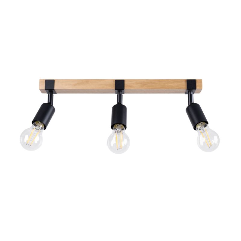 Lampa sufitowa  Pure Lume LIMERO czarna-drewno 3xE27x15W IP20 wym:14x15x53cm - 1 szt.