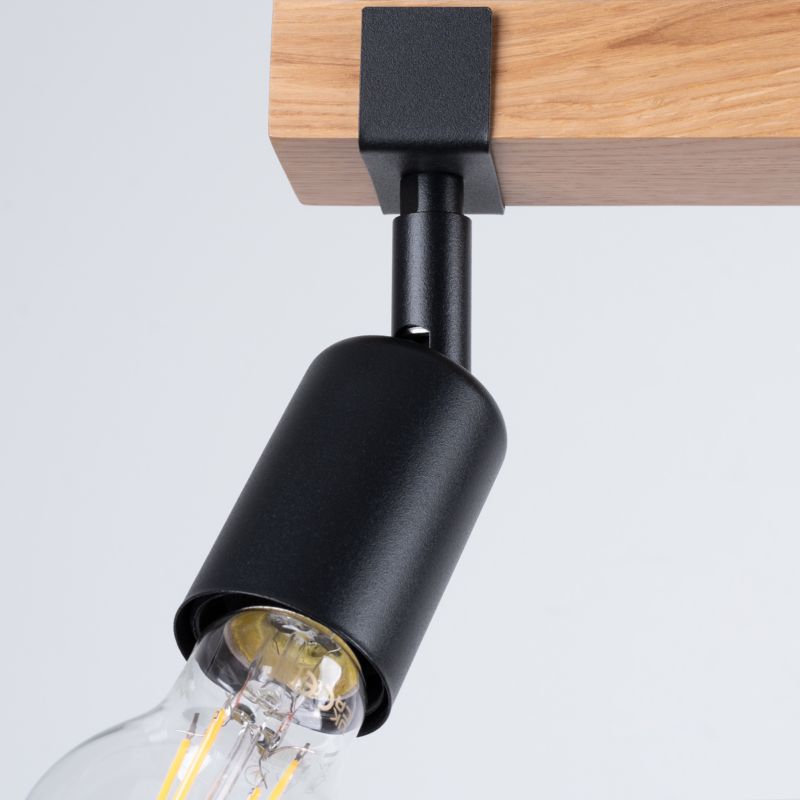 Lampa sufitowa  Pure Lume LIMERO czarna-drewno 3xE27x15W IP20 wym:14x15x53cm - 1 szt.
