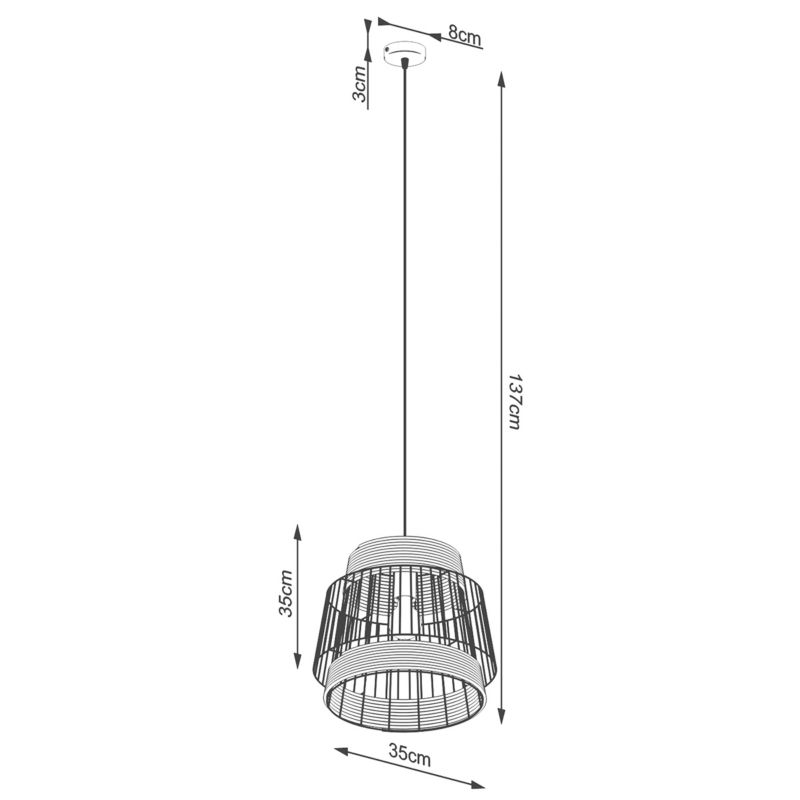 Lampa sufitowa  Pure Lume LUSTRO czarna 1xE27x15W IP20 wym:137x35x35cm - 1 szt.
