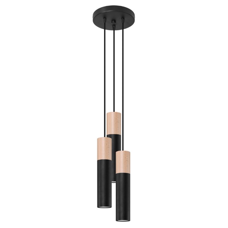 Lampa sufitowa  Pure Lume MARCOS czarna-naturalne drewno 3xGU10x12W IP20 wym:100x20x20cm - 1 szt.