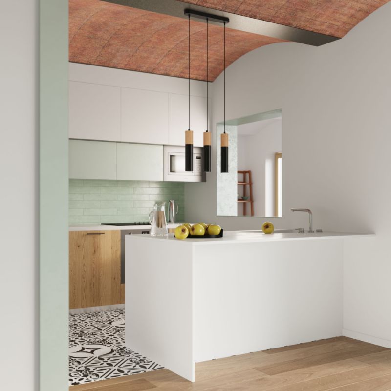 Lampa sufitowa  Pure Lume MARCOS czarna-naturalne drewno 3xGU10x12W IP20 wym:100x40x40cm - 1 szt.